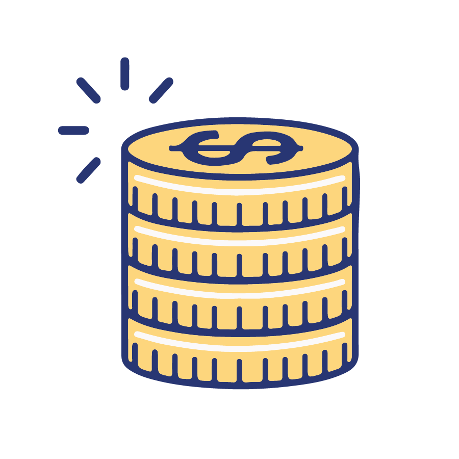 a graphic icon of a stack of coins