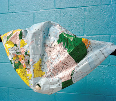 photo of deflated earth ball