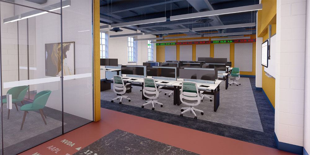 Architectural drawing of Gilmer Hall Tiger Fund Bloomberg room