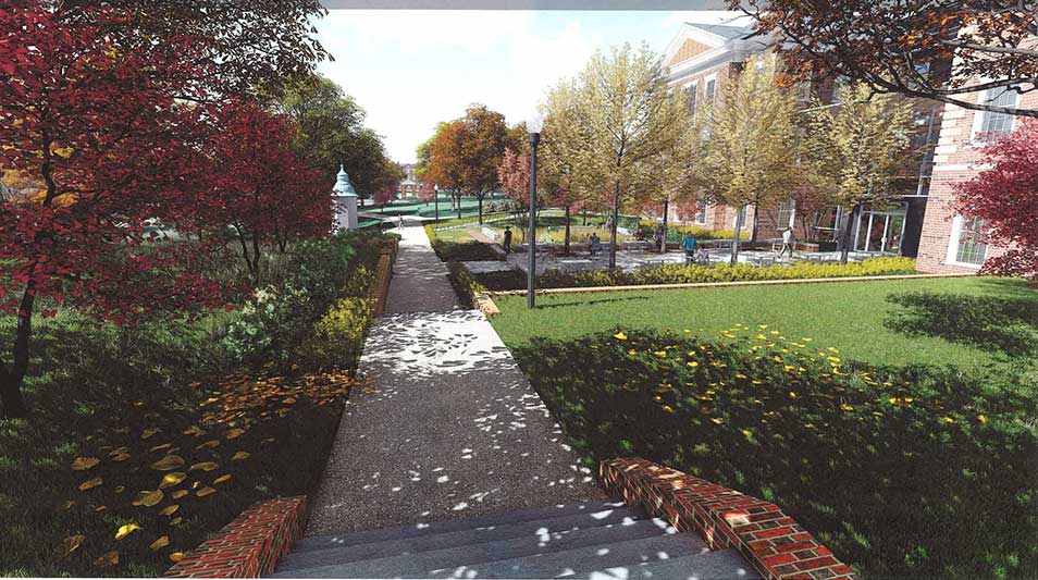 artistic rendering of Pauley Science Center walkway