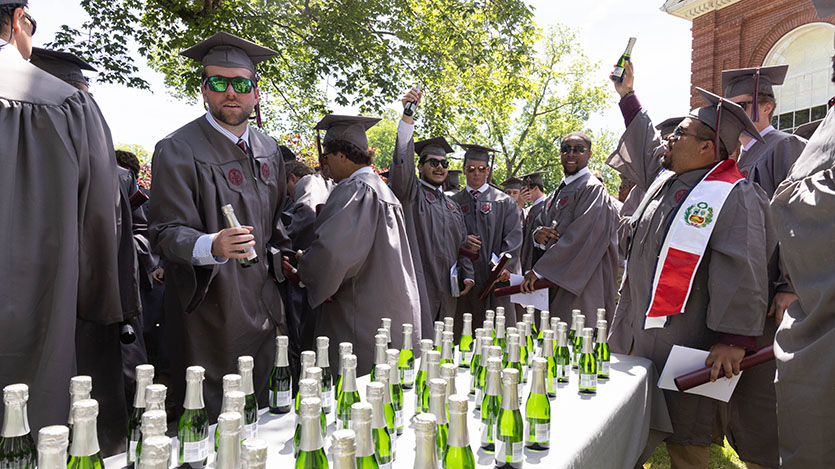 the annual champagne toast following commencement