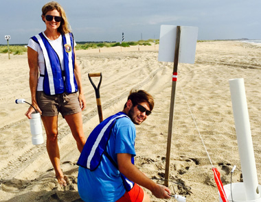 Erin Clabough and Josh Chamberlin and turtle research