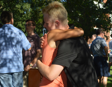 Student and Mother hug