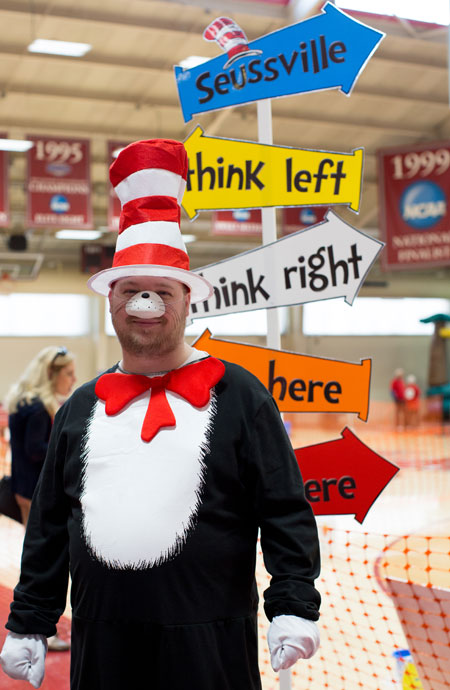man dressed as the cat in the hat