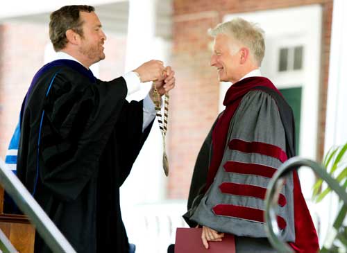 Larry Stimpert at his inauguration