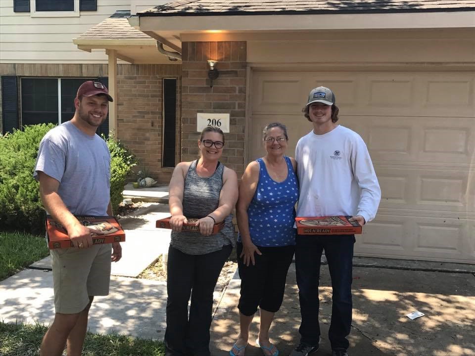 H-SC students hand out pizza to hurricane victims
