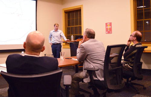 Hampden-Sydney student pitching ideas at the IDEAS Competition