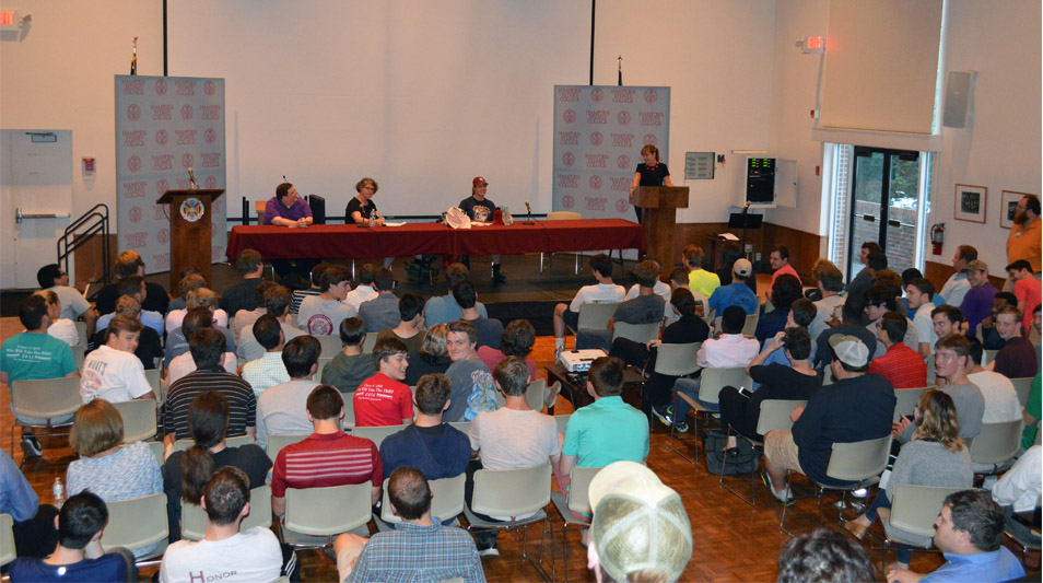The crowd and stage at the Raft Debate