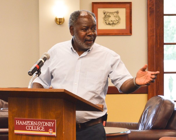 Ralph Crawley speaks at his retirement party. 