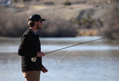 A student casts a line on the San Juan River
