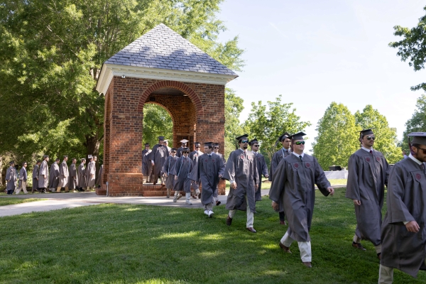 Class of 2025 processing through the Bell Tower at H-SC
