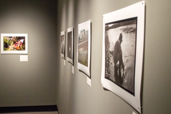 photographs on an art exhibit wall