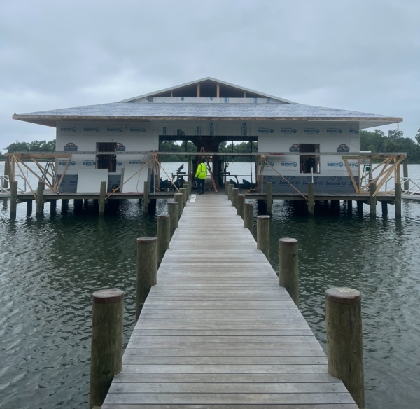 a pier under construction on the Tidewater coast