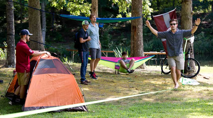 Students showing off their outdoor gear at H-SC