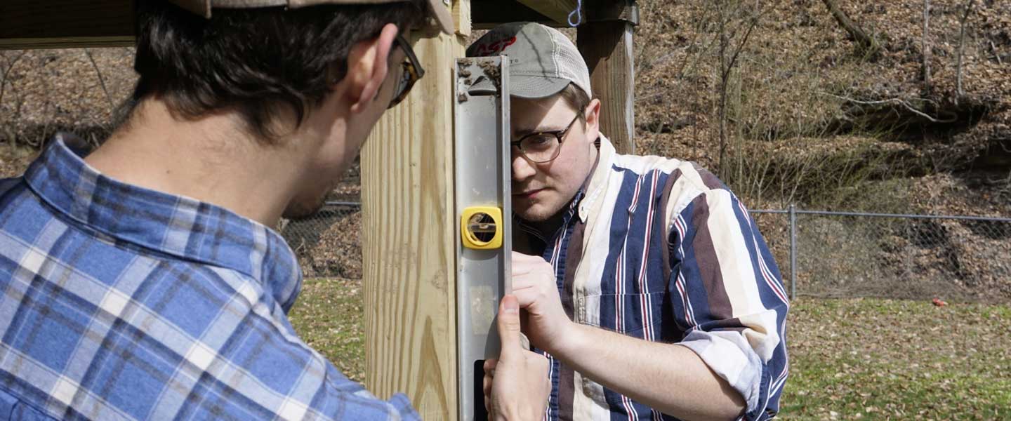 Hampden-Sydney students building a house on service trip