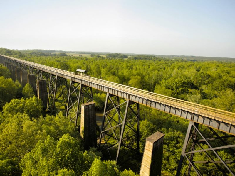 aerial view of the High Bridge trail in Farmville, Virginia