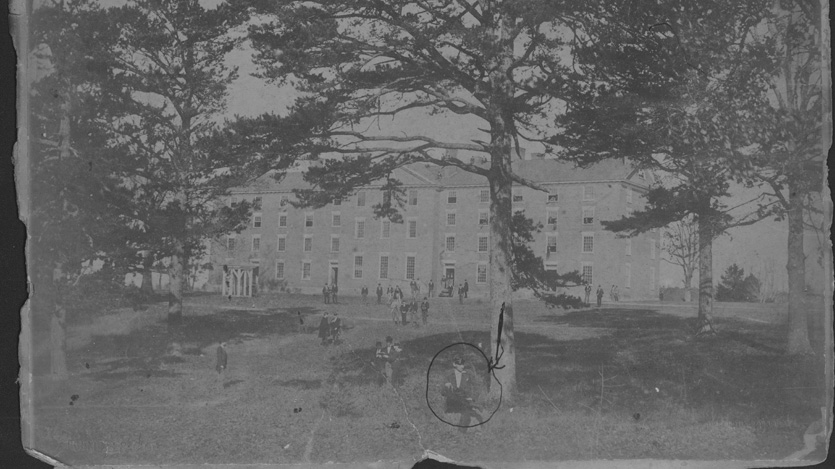 Pictured here in 1887, Cushing Hall is the oldest continuously used 4-story dormitory in the United States. ca 1822
