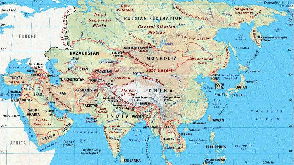 a World Atlas map of Asia