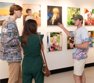 students showing their art in the Gallery at Hampden-Sydney