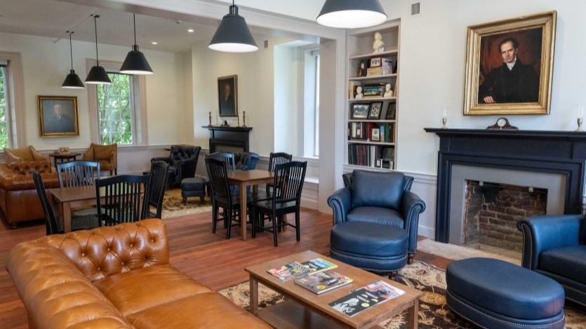 renovated east lounge living room in Venable Hall