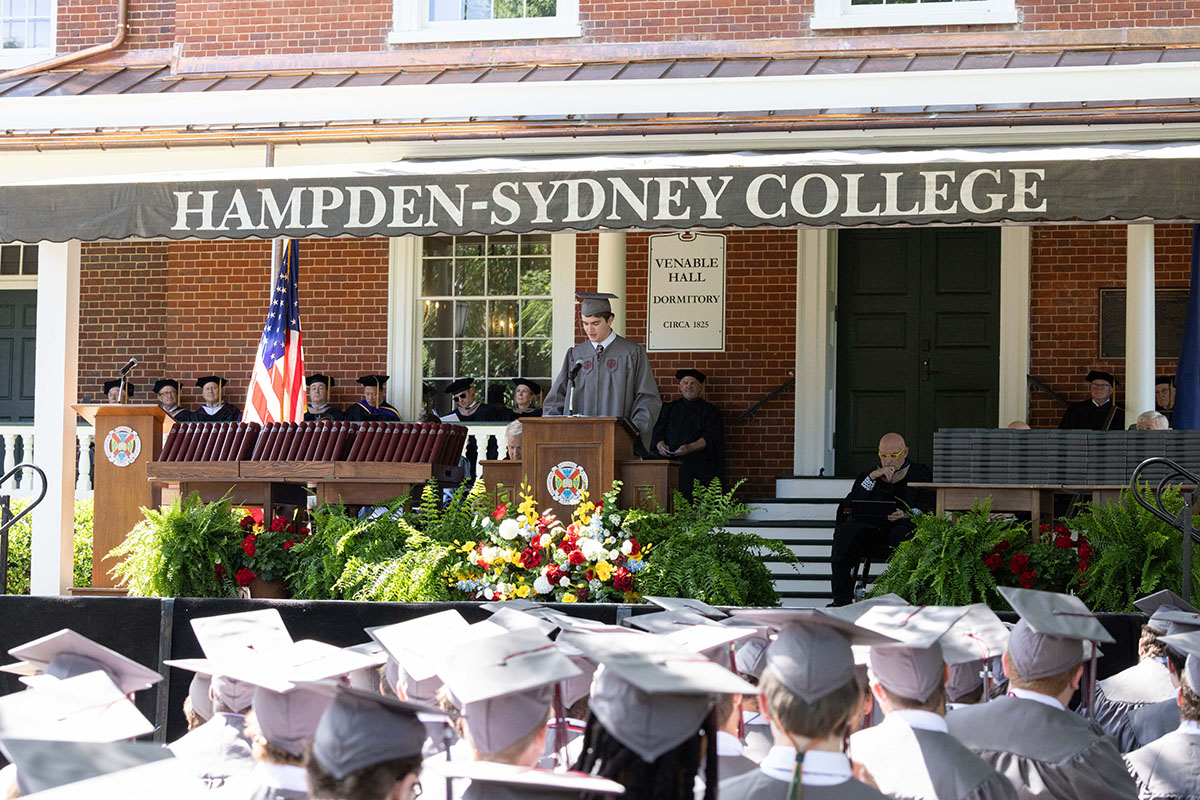 Class of 2025 student leader giving a speech at graduation