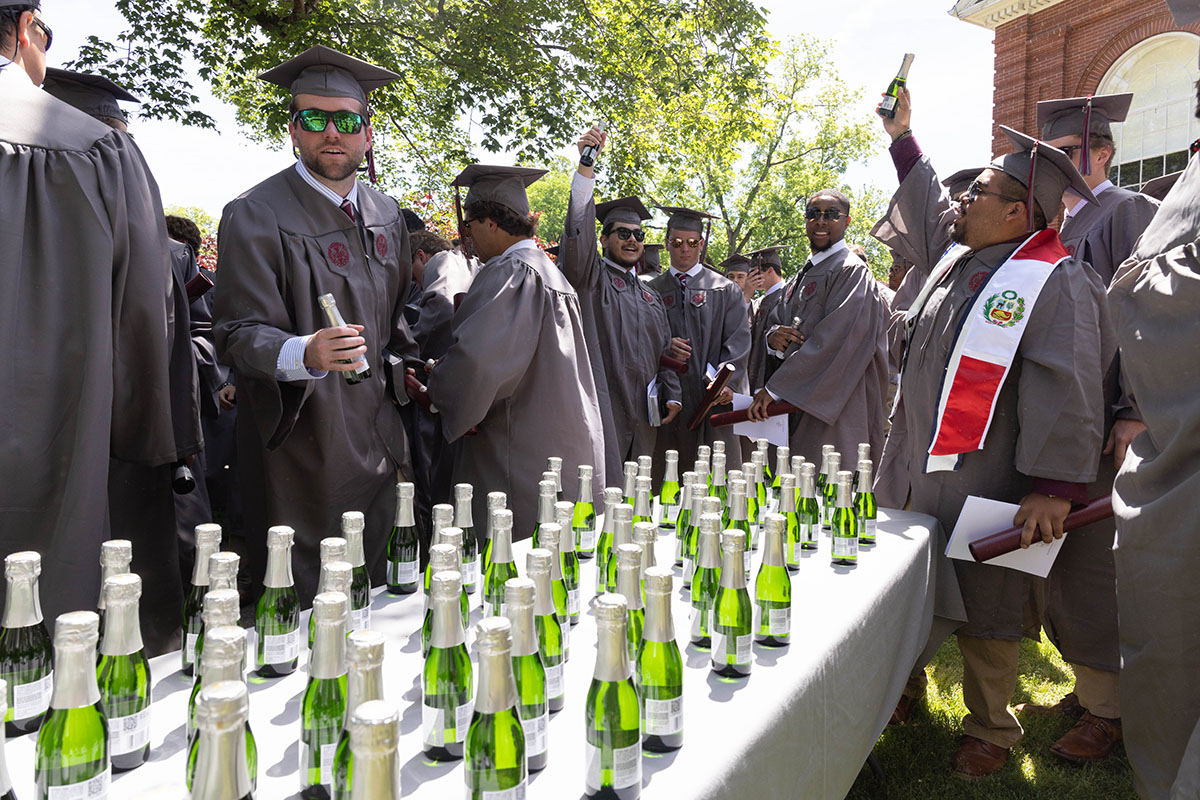 Class of 2025 students toasting champagne