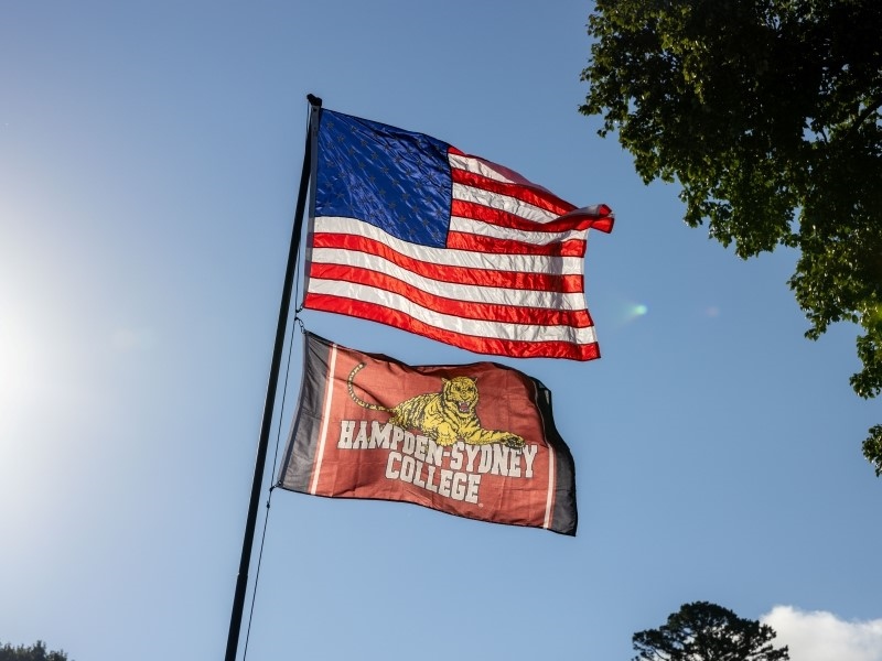 American Flag waving on a flagpole