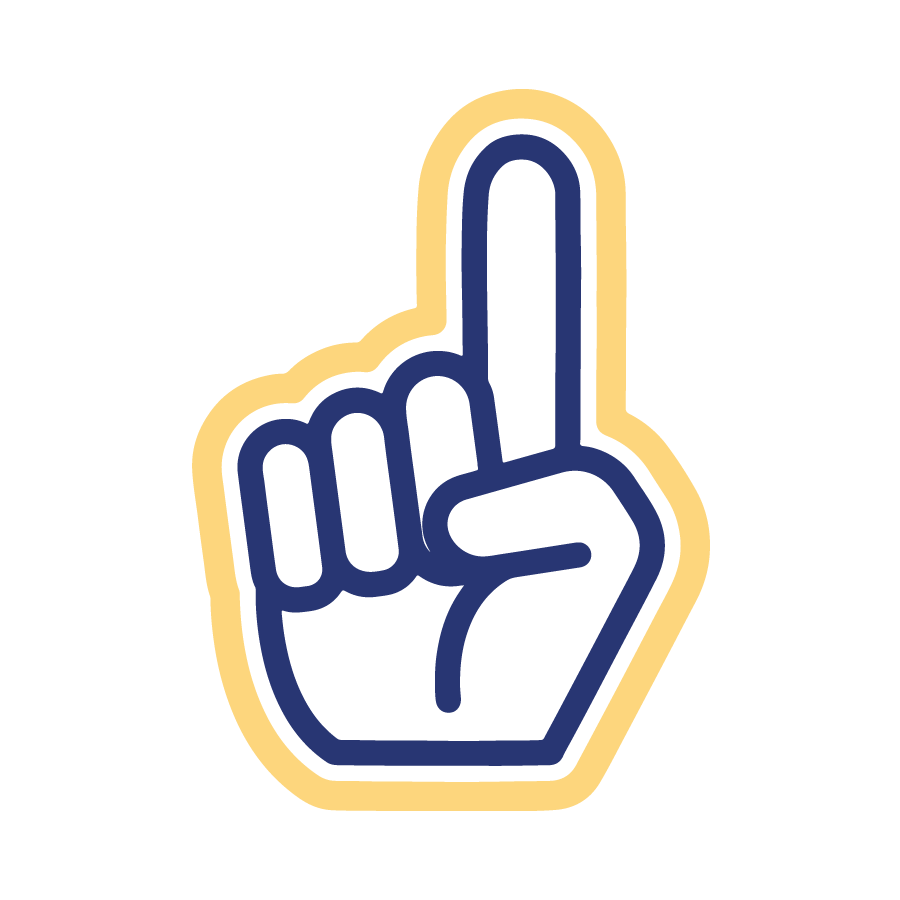an graphic icon depicting a finger pointing upward