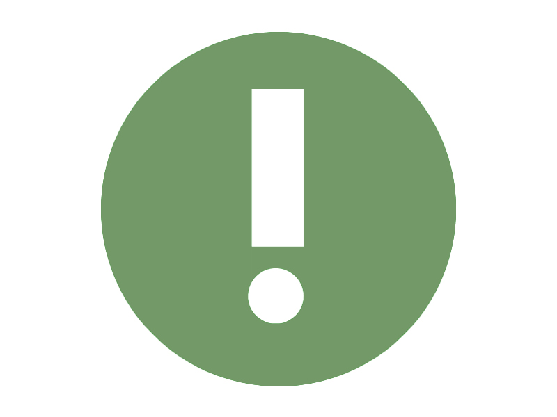 a green alert circle with an exclamation point inside