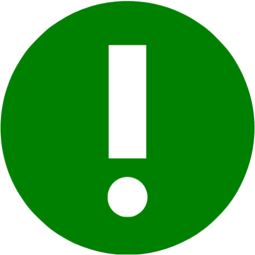 a green alert circle with an exclamation point inside