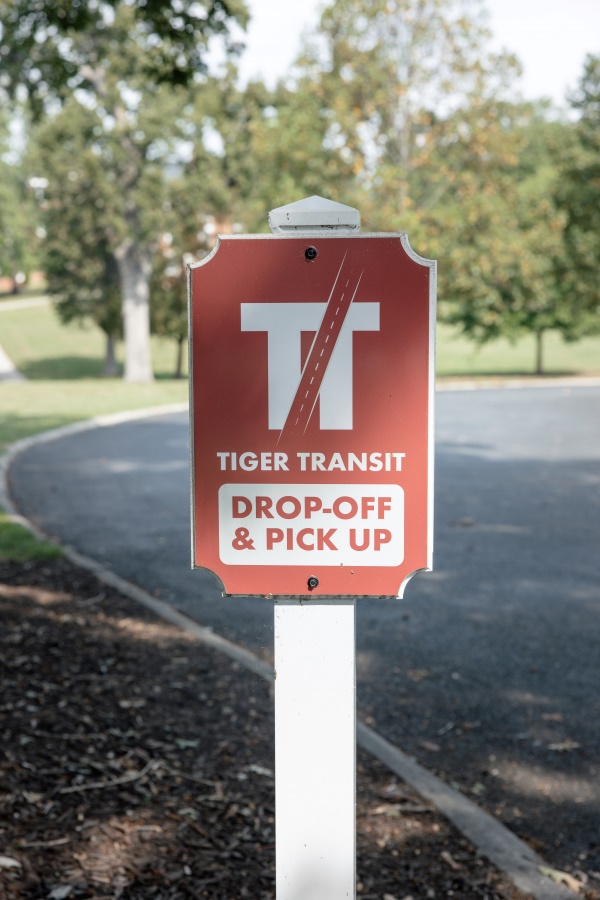 a close-up view of a sign that reads, "Tiger Transit"
