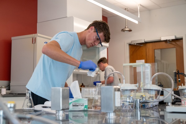 Student in a chemistry laboratory