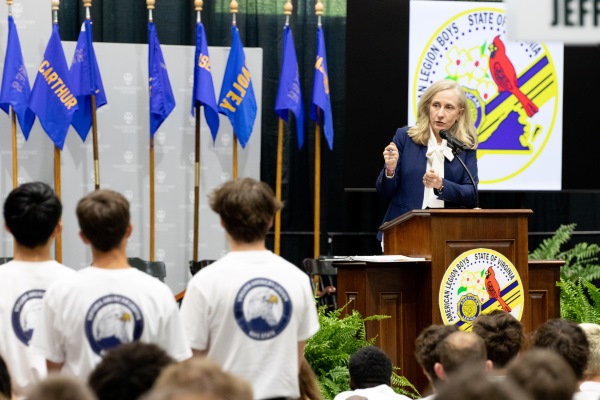 Governor Spanberger speaking to Boys State participants