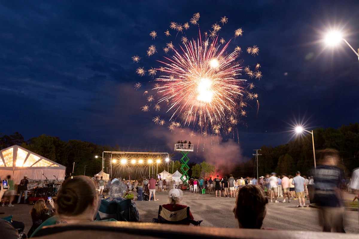 Fireworks lighting up the night sky at Hampden-Sydney College