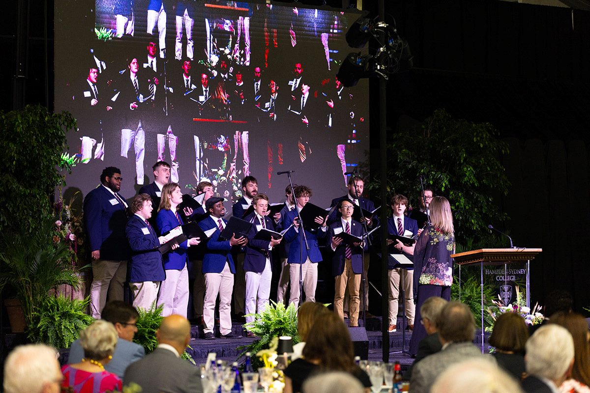 The Hampden-Sydney Chorus singing at the 250th celebration dinner at Hampden-Sydney College