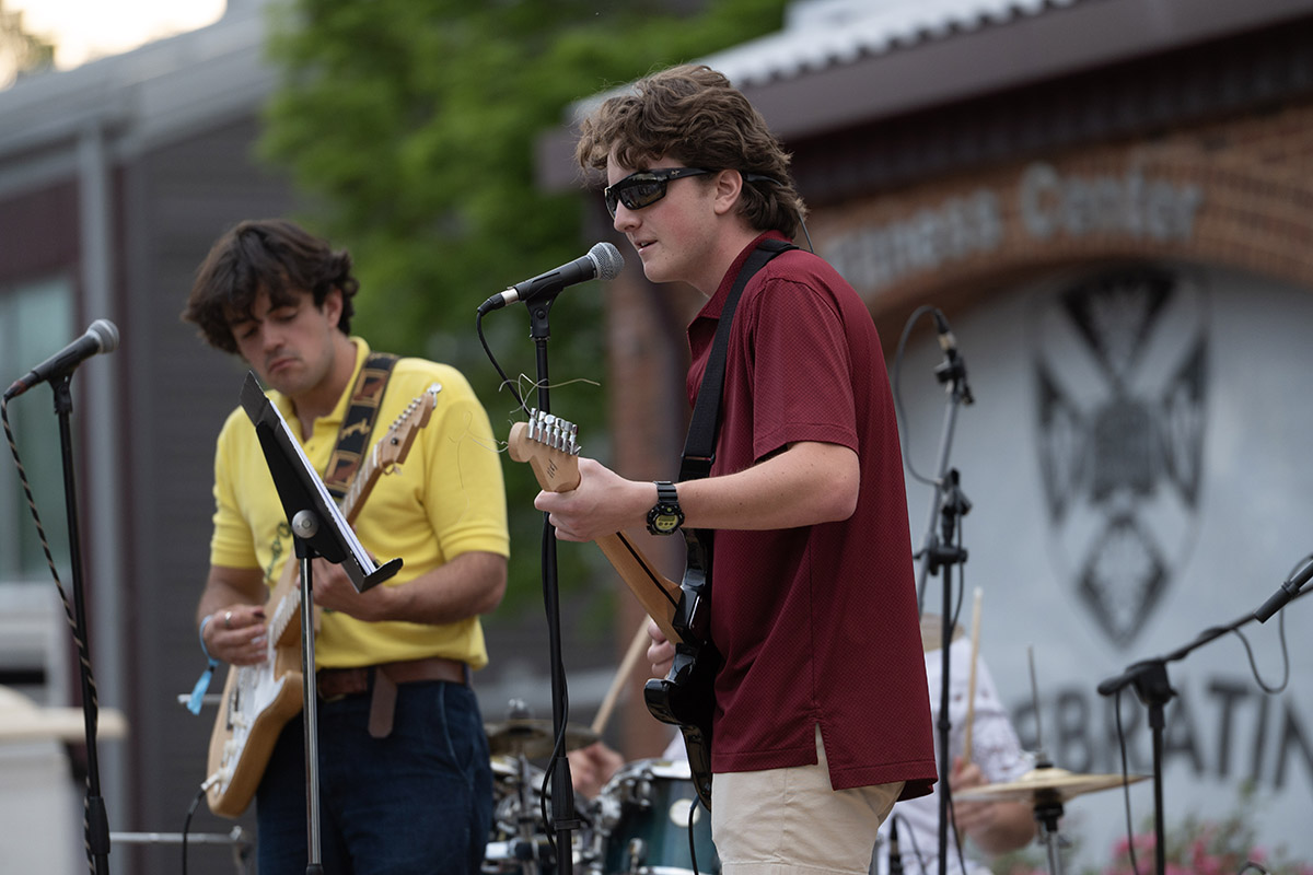 a student band performing at the 250th celebration at Hampden-Sydney College