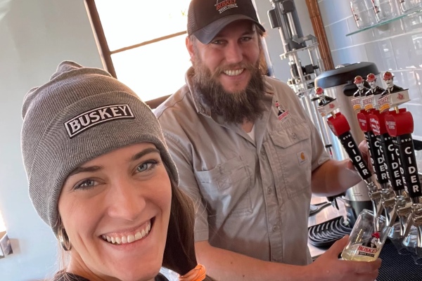 Will Correll with his partner at Buskey Cidery