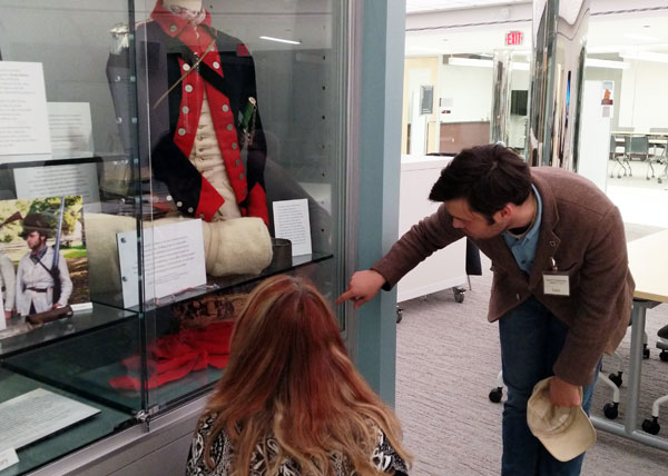 Lucas Hamby presenting his Revolutionary War era hand sewn jacket