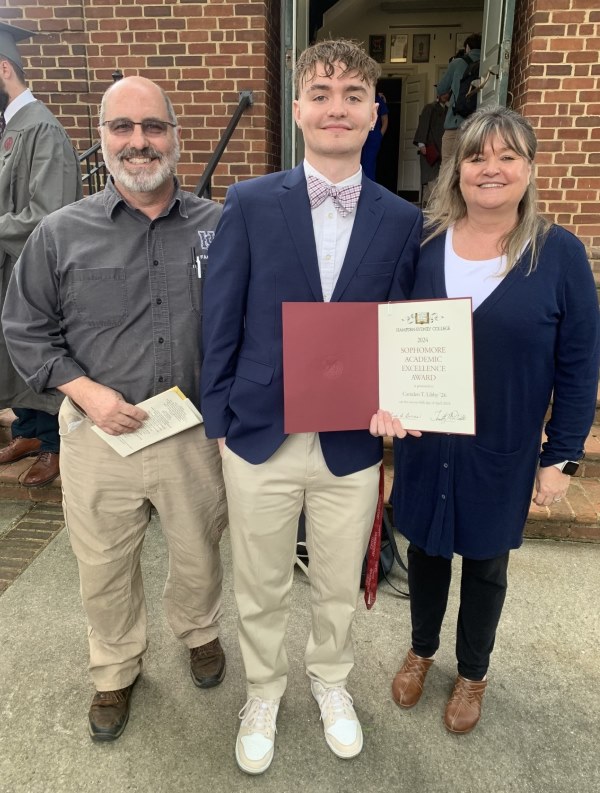 Camden Libby &rsquo;26 with his parents at convocation
