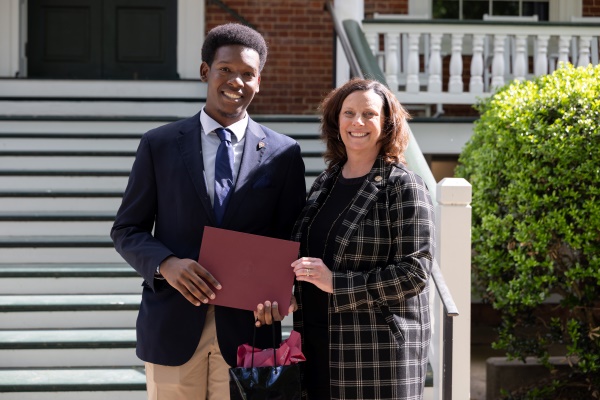 Damien Kerseborn &rsquo;29 with his volunteer pinning ceremony award
