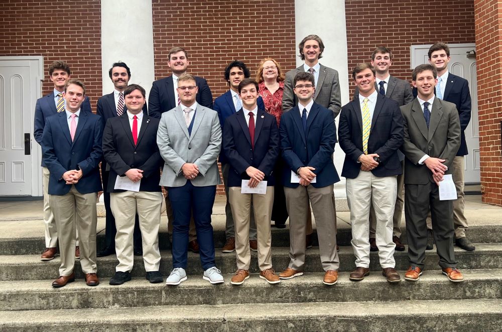 Front Row: Leland Blanchard ’27, Matthew Miscikowski ’26, Brone Zaijeck ’27, Jackson Cofer ’27, Charles Redding ’27, Owen Williams ’26, Jed Hampton ’26  Back Row: Austin Apesa ’27, Owen Kahn ’27, Benjamin Gerber ’27, Kaden Sawyer ’27, Dr. Celia Carroll Jones, John Hurt ’26, Michael Patrick ’27, Owen Sibley ’27 