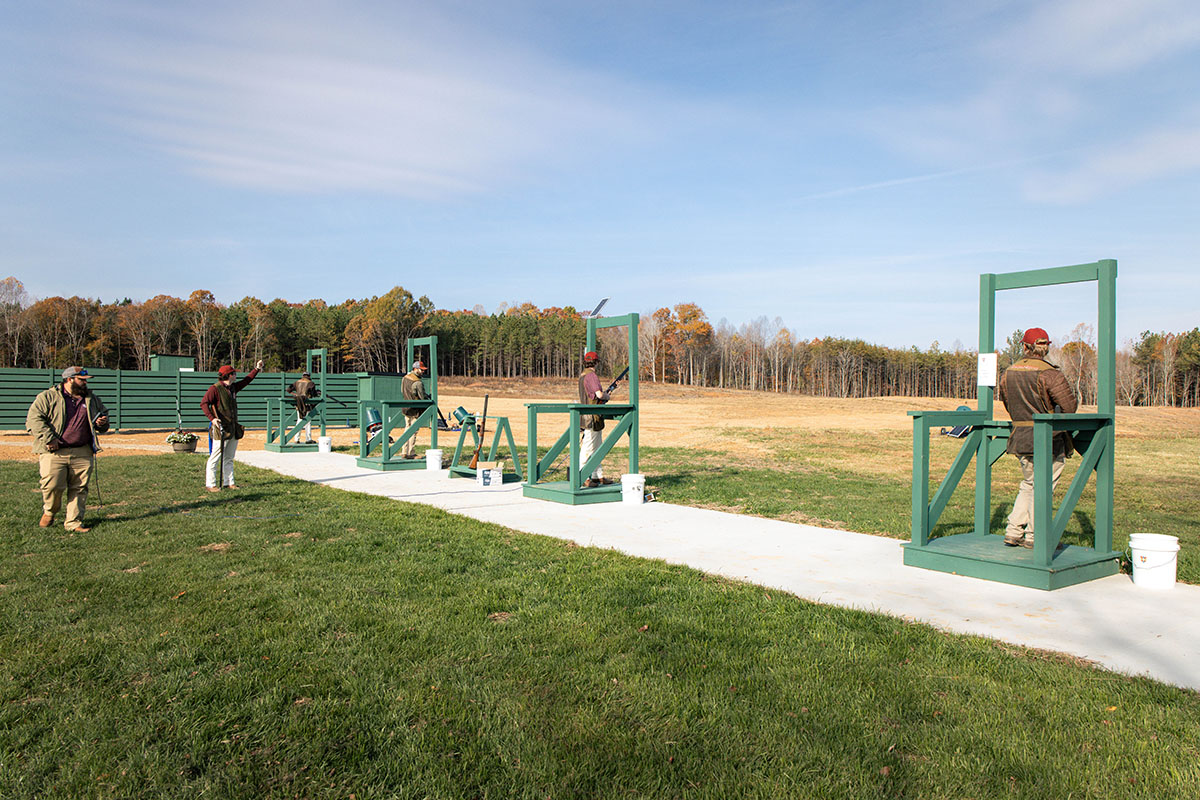 Students shooting on platforms at the new Shooting Sports Academy