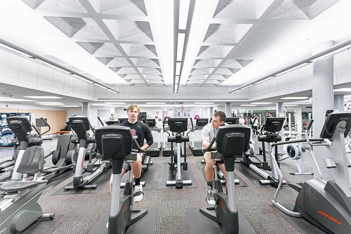 student working out in the gym