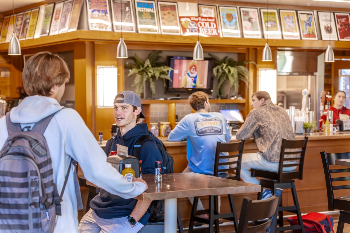 students hanging out in the Tiger Inn grill and bar