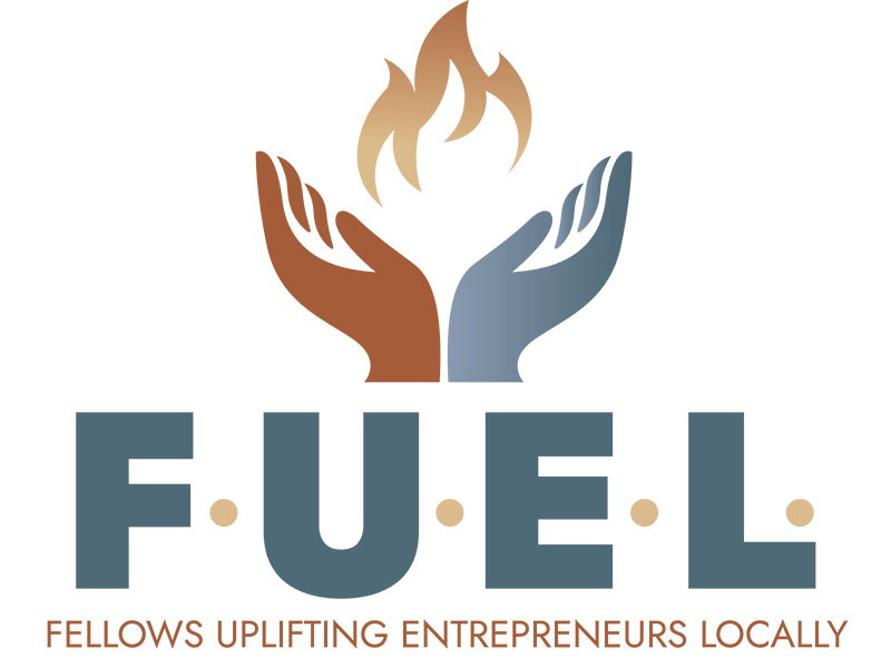 icon representing a flame in the palm of a hand that reads "FUEL"