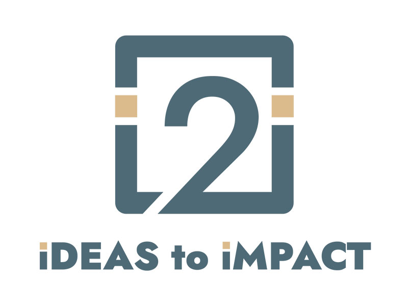 icon of a block surrounding the number "2" reading "Ideas 2 Impact"