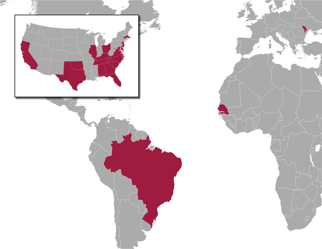 garnet and gray image of a map og continents