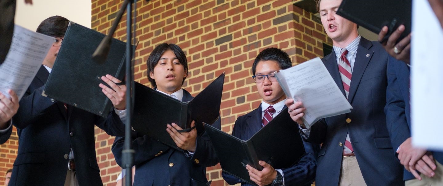 Students singing for convocation at Hampden-Sydney College