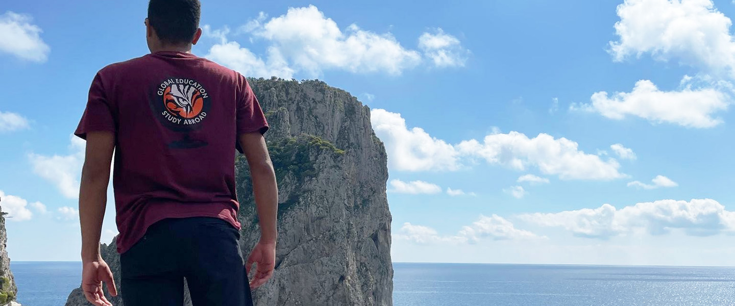 A Hampden-Sydney College student looking out over the atlantic ocean desert