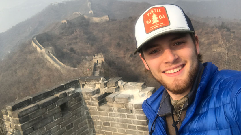 Tillmon Cook '18 at the Great Wall of China